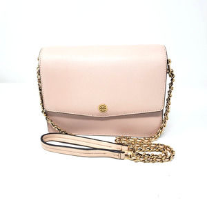 Tory Burch Robinson Convertible Shoulder Bag Crossbody Pale Apricot Royal Navy